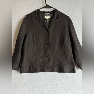 Talbots Women’s Irish Linen Black Blazer Jacket Size 16